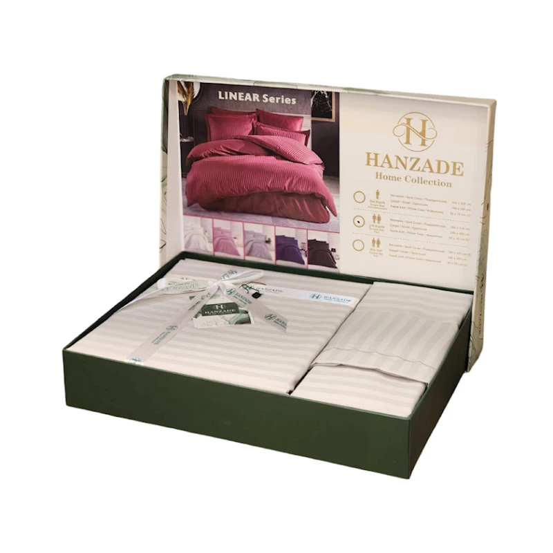 Комплект постельного белья Hanzadə TZE-634, двуспальный, серый, пододеяльник 200x220 см, простыня 240x260 см, наволочки 50х70 см/2 шт