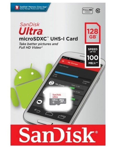 Yaddaş kartı SanDisk Ultra 128GB microSDXC class 10 UHS-I (SDSQUNR-128G-GN6MN)