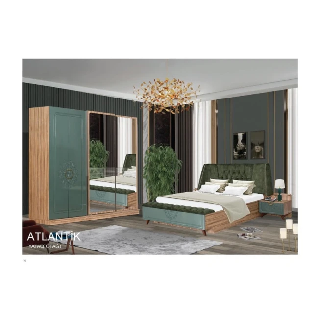 Спальный гарнитур Atlantik, коричневый/зеленый, Ламинат Спальный гарнитур Atlantik, коричневый/зеленый, Ламинат