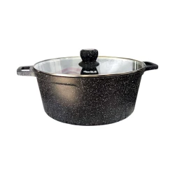 Кастрюля Elif ELD, 36 см, литой гранит, со стеклянной крышкой, черная