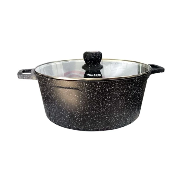 Qazan Elif ELD, 36 sm, tökmə qranit, şüşə qapaq ilə, qara Qazan Elif ELD, 36 sm, tökmə qranit, şüşə qapaq ilə, qara