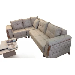 Угловой диван YM-15, кремовый, 300x200 см Угловой диван YM-15, кремовый, 300x200 см