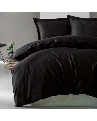 Yataq dəsti Cotton Box Elegant Satin Black, yorğan üzü 200x220 sm, mələfə 240x260 sm, 2 əd yastıq üzü 50x70 sm, ikinəfərlik, pambıq