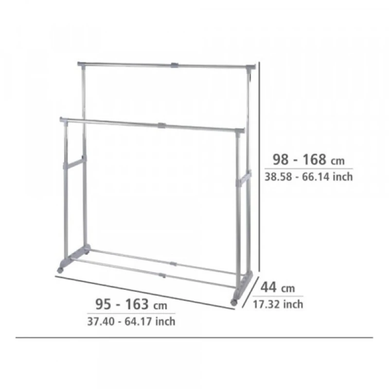Держатель для вешалок Wenko, хромированный металл, серебристая, 163x168x44 см Держатель для вешалок Wenko, хромированный металл, серебристая, 163x168x44 см