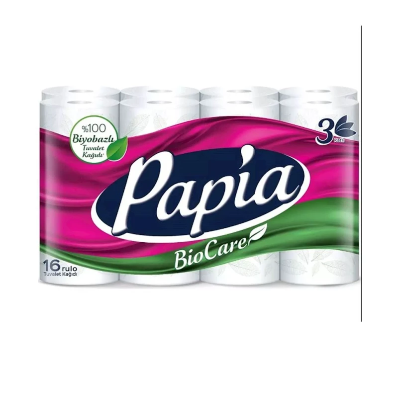 Tualet kağızı Papia Bio Care, ağ, 3 qat, 16 rulon