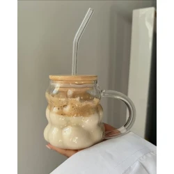 Kokteyl üçün stəkan nh_5nnb, şüşə/bambuk, şəffaf, 400 ml