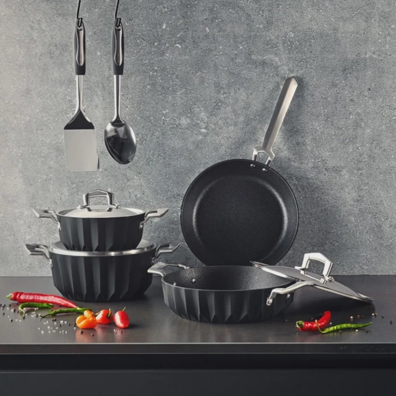 Набор посуды Emsan, гранит, черный, 7 предметов Набор посуды Emsan, гранит, черный, 7 предметов