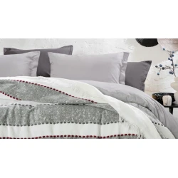 Покрывало Yataş Darla, 170x240 см, односпальное, акрил/хлопок/полиэстер, бежевое/серое