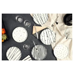 Набор тарелок Porland Sidereal, круглый, 6 шт, 20 см, белый/черный