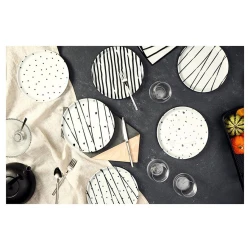 Набор тарелок Porland Sidereal, круглый, 6 шт, 20 см, белый/черный