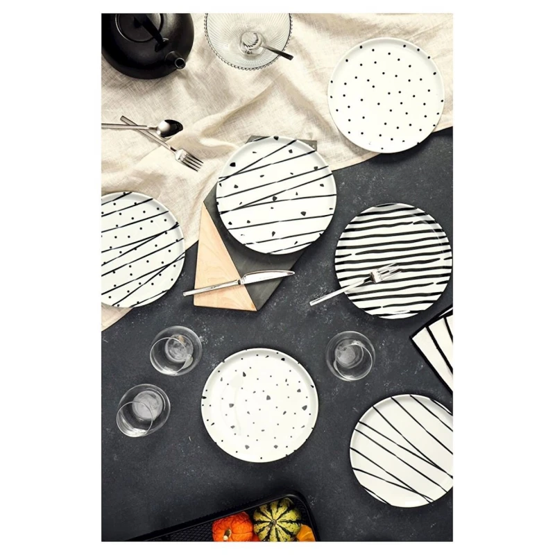 Набор тарелок Porland Sidereal, круглый, 6 шт, 20 см, белый/черный Набор тарелок Porland Sidereal, круглый, 6 шт, 20 см, белый/черный