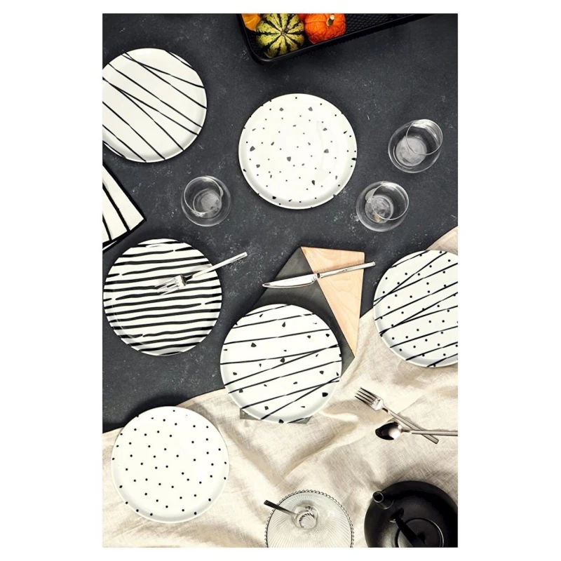 Набор тарелок Porland Sidereal, круглый, 6 шт, 20 см, белый/черный Набор тарелок Porland Sidereal, круглый, 6 шт, 20 см, белый/черный