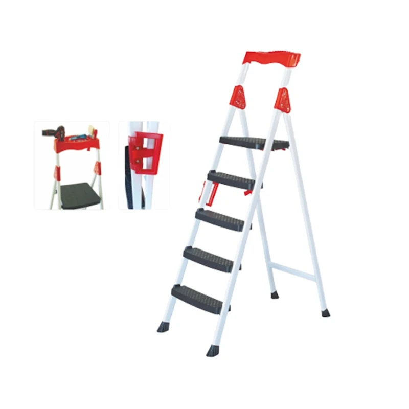 Стремянка Master Premium 4+1, 5 ступней, антискользящая, белая