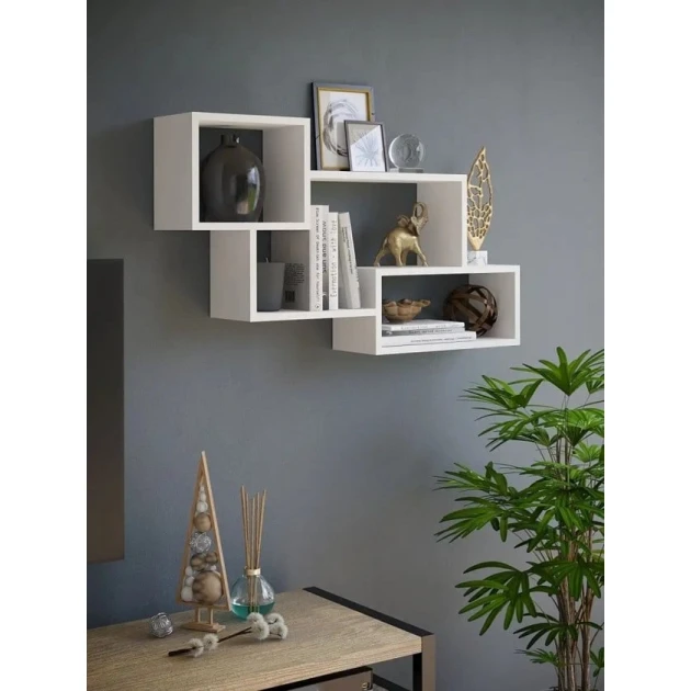 Настенная полка Art Mebel 182, ламинат, 54х93х18 см, белая