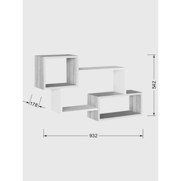 Настенная полка Art Mebel 182, ламинат, 54х93х18 см, белая