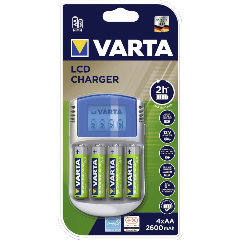 Batareya üçün şarj cihazı Varta LCD Charger 2600mAh, göstərici ilə
