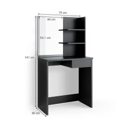 Туалетный столик Art Mebel 100, ламинат, антрацит, 140x75x40 см