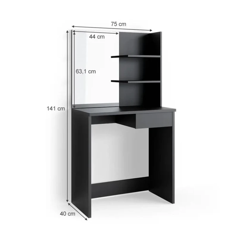 Туалетный столик Art Mebel 100, ламинат, антрацит, 140x75x40 см Туалетный столик Art Mebel 100, ламинат, антрацит, 140x75x40 см