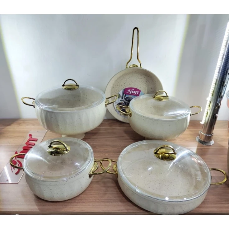 Набор посуды PMT PP-EE-001, гранит, кремовый, 5 предметов