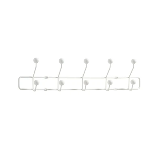 Вешалка настенная JYSK Grevinge, 65x15x5 см, массив сосны/сталь, белая