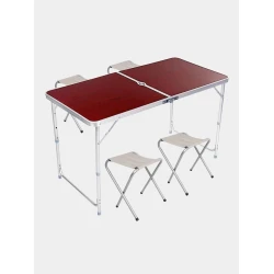 Набор складной стол со стульями UM001000852, 120x60x55-70 см, бордовый Набор складной стол со стульями UM001000852, 120x60x55-70 см, бордовый