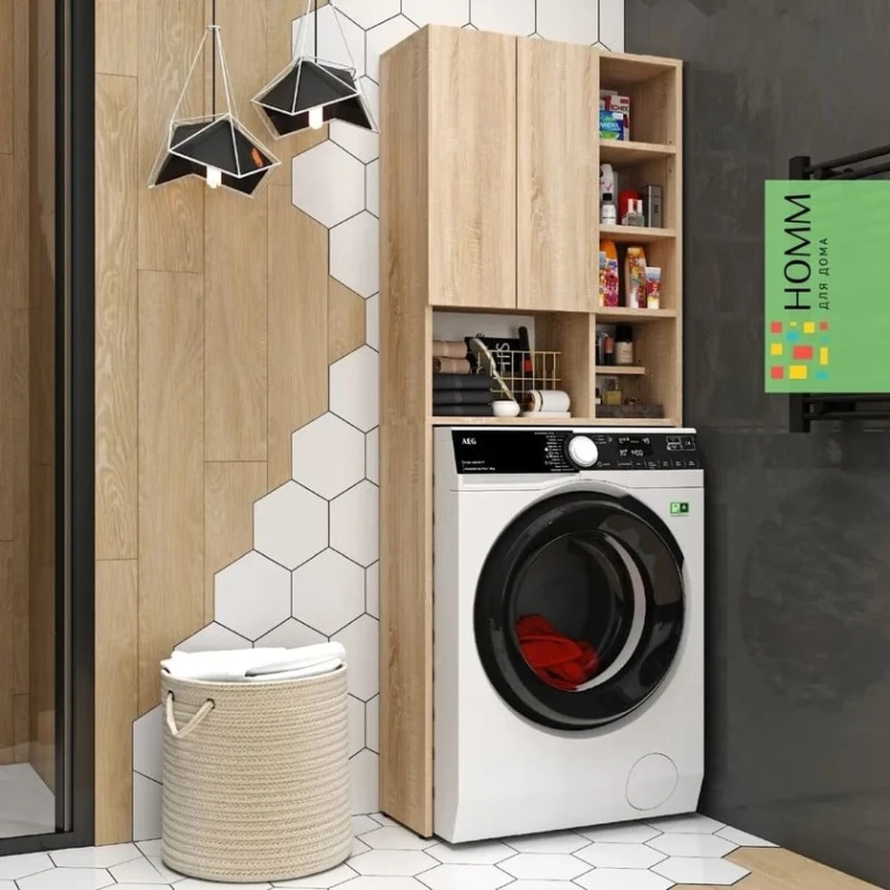 Шкаф для ванной 3563_M3StiralkaOpenZol, коричневый, 64x25x170 см Шкаф для ванной 3563_M3StiralkaOpenZol, коричневый, 64x25x170 см