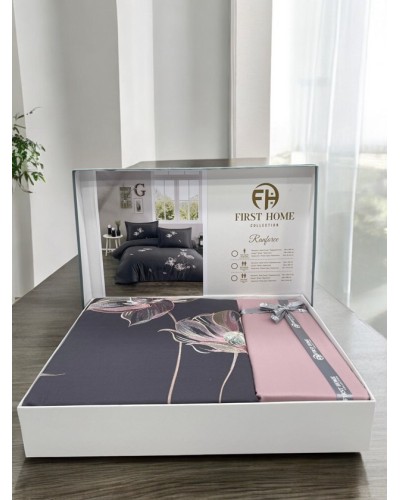 Yataq dəsti First Home, yorğan üzü 200x220 sm, çarşaf 240x260 sm, yastıq üzü 50x70 sm 2 əd, saten, naxış işləməli - TP-TK-111
