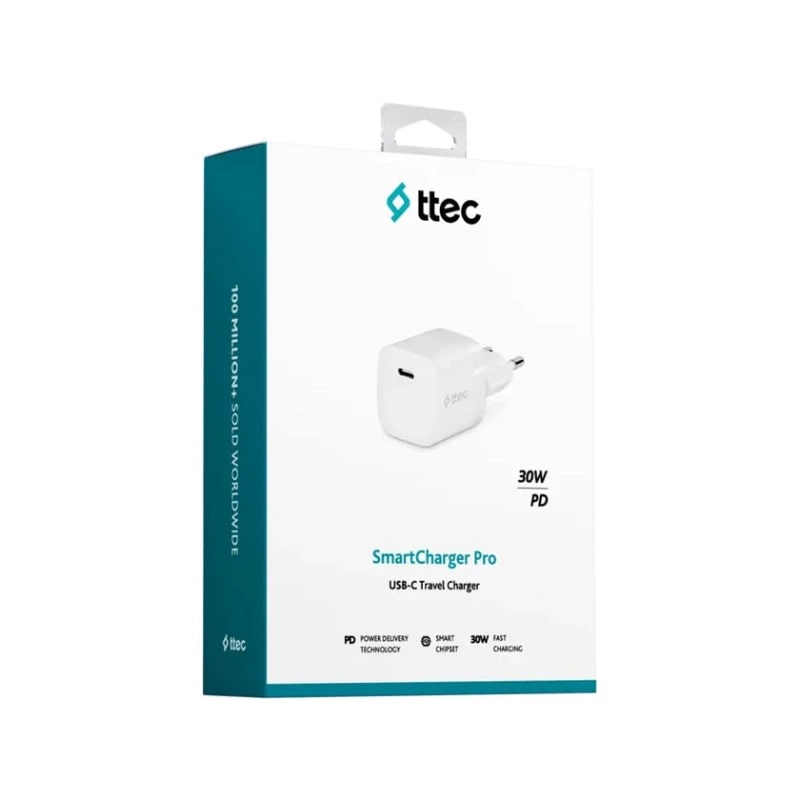 Сетевое зарядное устройство Ttec SmartCharger 30W PD USB-C Travel Charger, White Сетевое зарядное устройство Ttec SmartCharger 30W PD USB-C Travel Charger, White