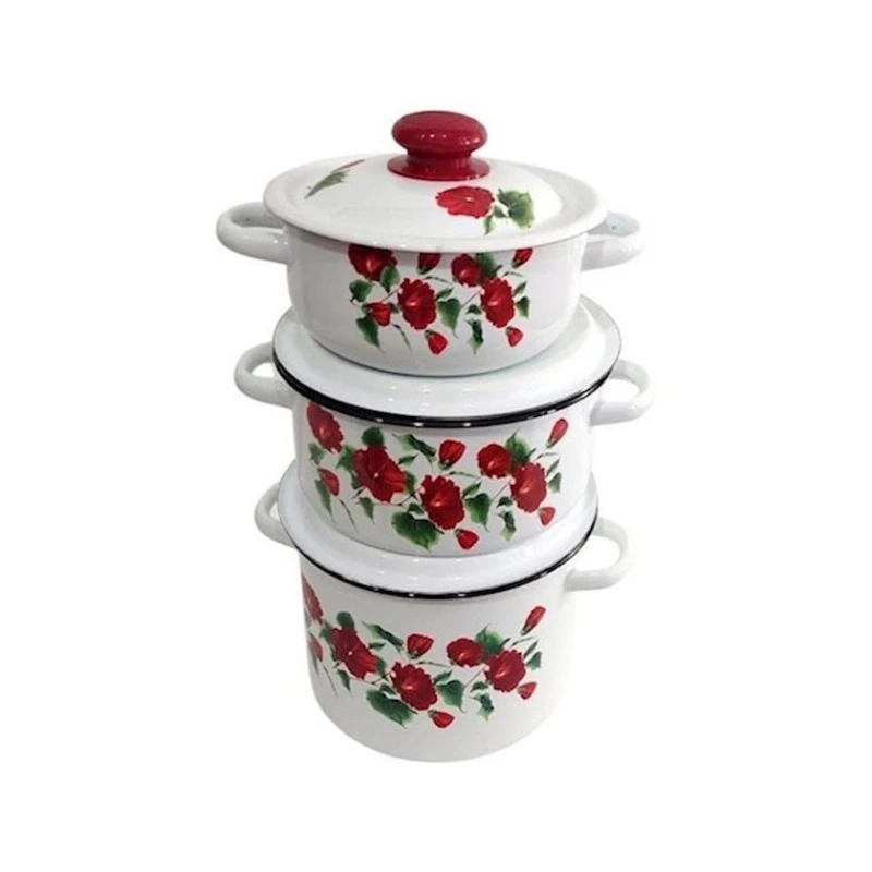 Набор кастрюль СтальЭмаль Рамо N 30, 3 шт, эмалированная сталь, с крышкой, белый Набор кастрюль СтальЭмаль Рамо N 30, 3 шт, эмалированная сталь, с крышкой, белый