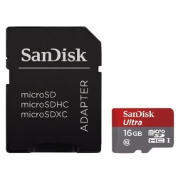 Карта памяти Sandisk microSDHC 16GB Class 10 UHS-I Ultra R80MB/s + SD-адаптер Карта памяти Sandisk microSDHC 16GB Class 10 UHS-I Ultra R80MB/s + SD-адаптер