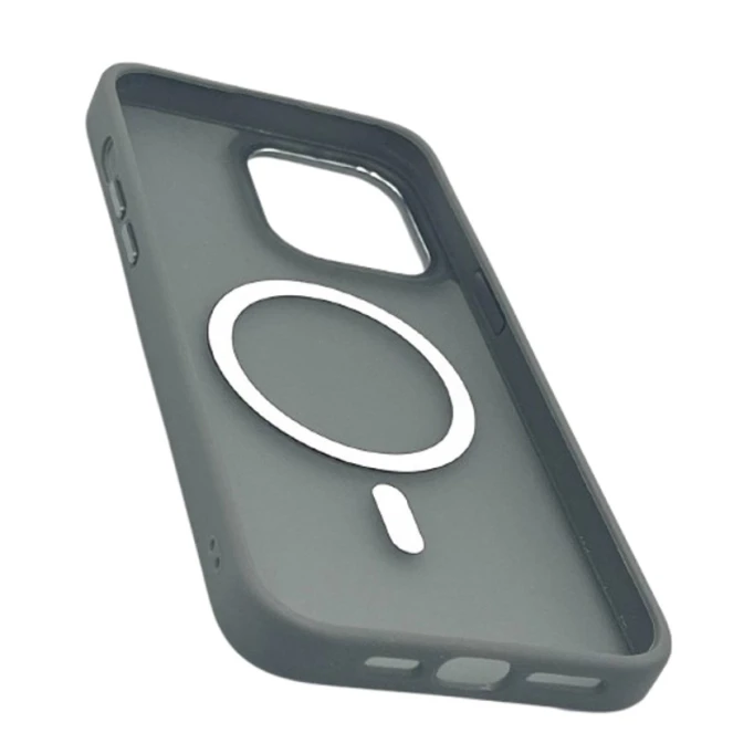 Çexol Magsafe Apple iPhone 15 Pro Max üçün, Matte Gray/Transparent
