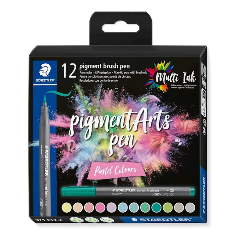 Набор фломастеров Staedtler Pigment Arts Brush Pen, Pastel Colours, 12 шт