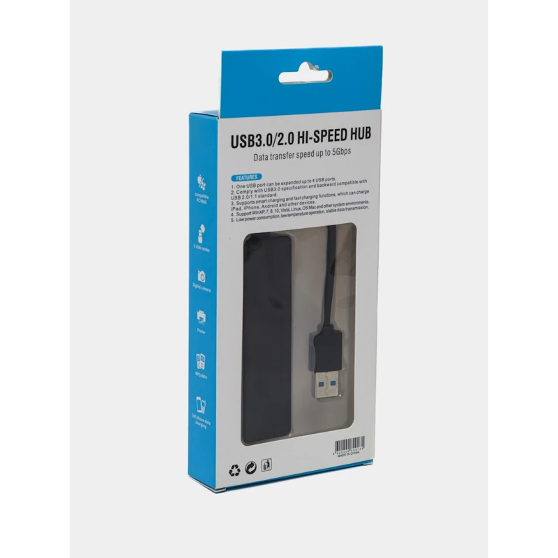 USB хаб Hi-Speed Single 4, Black