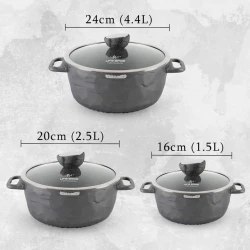 Набор кастрюль Life Smile LF-QZ-001, гранит, коричневый, 3 предмета