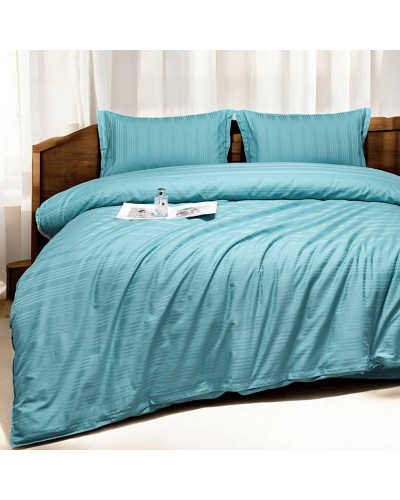 Yataq dəsti Luxe Cotton 000762, yorğan üzü 200x220 sm, mələfə 240x260 sm, yastıq üzü 50х70 sm, ikinəfərlik, lüks-satin, mavi