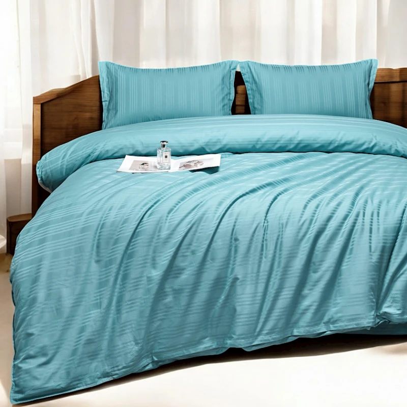 Комплект постельного белья Luxe Cotton 000762, пододеяльник 200x220 см, простыня 240x260 см, наволочка 50х70 см, двуспальный, люкс-сатин, голубой