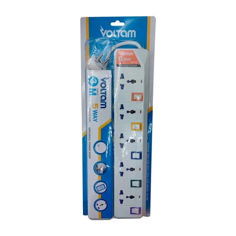 Удлинитель VOLTAM VP-35 3 м, 5-розеточный Удлинитель VOLTAM VP-35 3 м, 5-розеточный