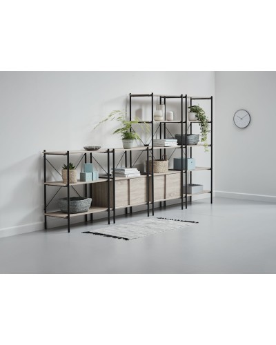 Stellaj JYSK Vandborg, 80x40x163 sm, 5 rəf, palıd/qara