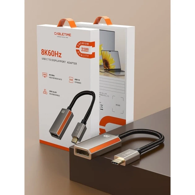 Adapter Cabeltime 8K60HZ Type-C to DP (CT-CMDF8K-ZG)