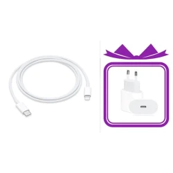 Kabel USB-C - Lightning, 1 m Şəbəkə enerji toplama cihazı 20W USB-C Power Adapter, Ağ