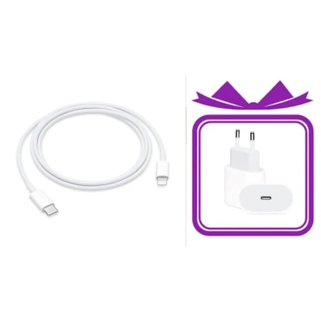 Kabel USB-C - Lightning, 1 m Şəbəkə enerji toplama cihazı 20W USB-C Power Adapter, Ağ