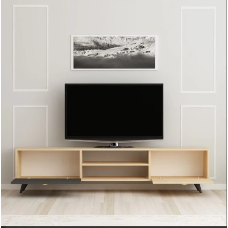TV üçün tumba Ev Plus 12115858, LDSP, antrasit/bej, 180x31x48 sm TV üçün tumba Ev Plus 12115858, LDSP, antrasit/bej, 180x31x48 sm