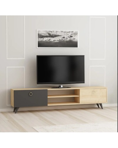 TV üçün tumba Ev Plus 12115858, LDSP, antrasit/bej, 180x31x48 sm