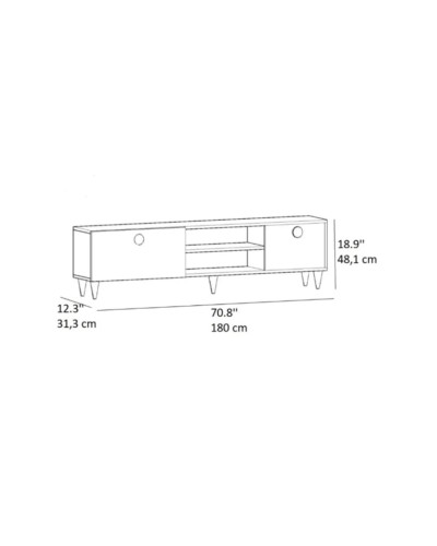 TV üçün tumba Ev Plus 12115858, LDSP, antrasit/bej, 180x31x48 sm