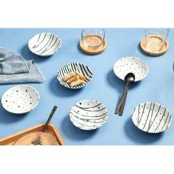 Набор мисок Porland, фарфор, черный/белый, 11.5 см, 6 шт Набор мисок Porland, фарфор, черный/белый, 11.5 см, 6 шт