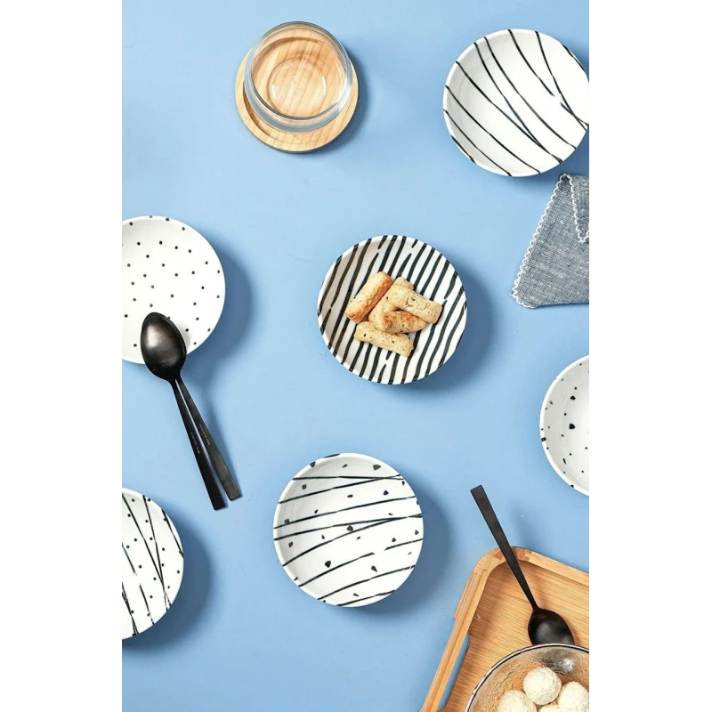 Kasalar dəsti Porland, farfor, qara/ağ, 11.5 sm, 6 əd