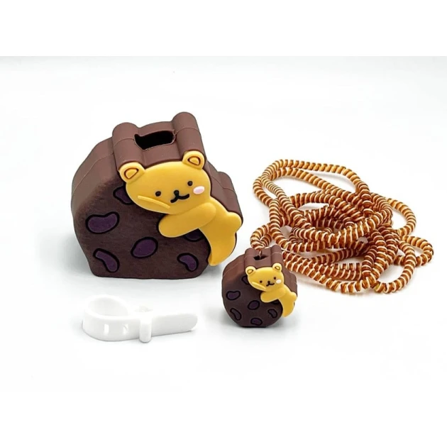 Şarj cihazı üçün çexol Peçenye ilə Ayı, silikon, qəhvəyi Şarj cihazı üçün çexol Peçenye ilə Ayı, silikon, qəhvəyi