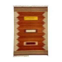 Ковер килим ручного производства Natural halı ELX07, 141x203 см, шерсть, коричневый