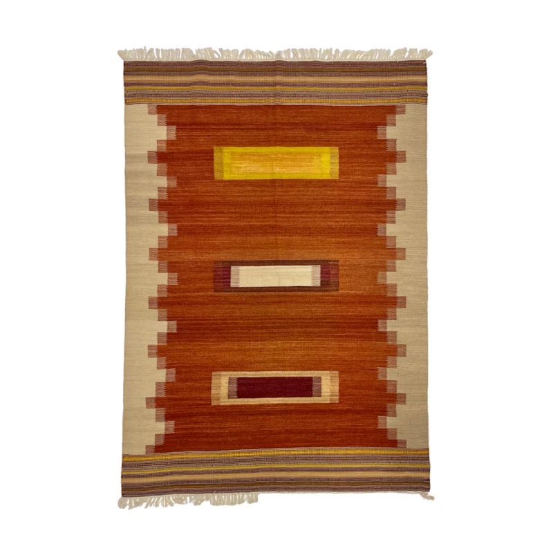 Ковер килим ручного производства Natural halı ELX07, 141x203 см, шерсть, коричневый