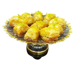 Конфетница Gallery Home GLR-071, прозрачная/золотистая, 22 см